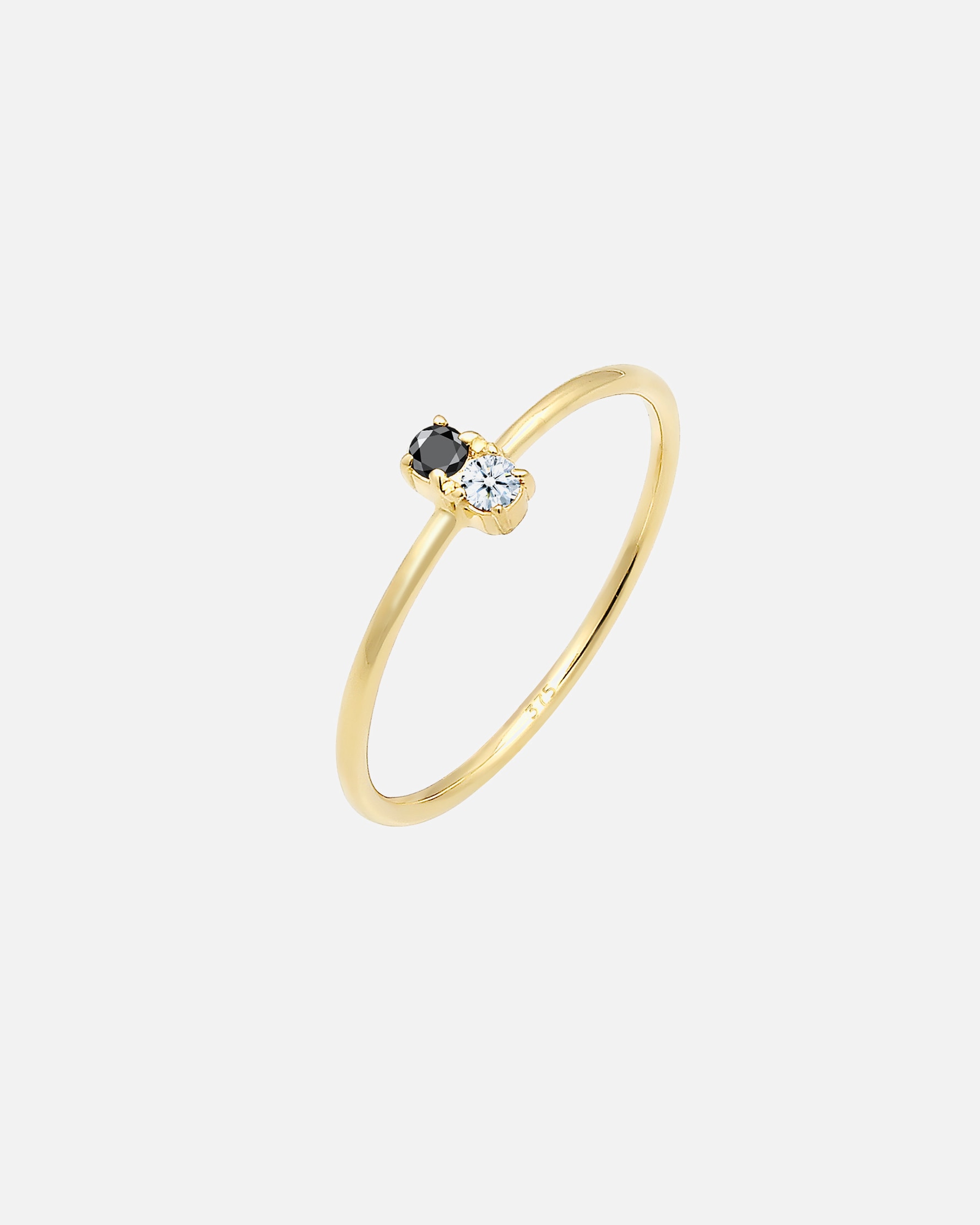 Ring für Weiblich Elli DIAMONDS Bi-Color Schwarzer Diamant (0.06 ct.) 375 Gelbgold 56