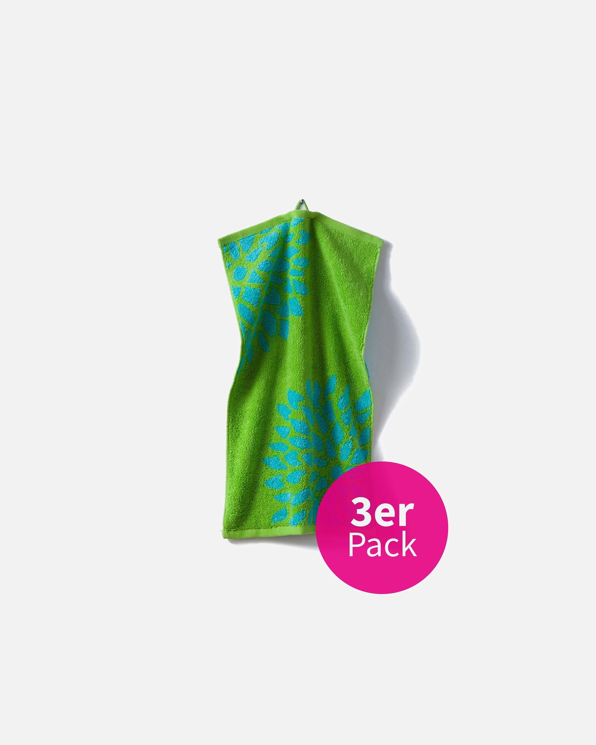 Handtuch für Unisex grace grand spa Gästetuch-3er-Set Dahlie mit Blumen-Print grün