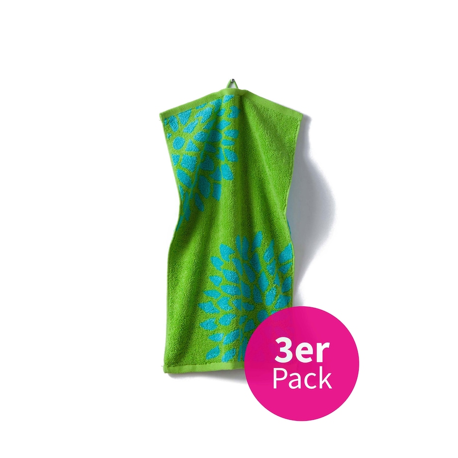 grace grand spa Gästetuch-3er-Set Dahlie mit Blumen-Print grün
