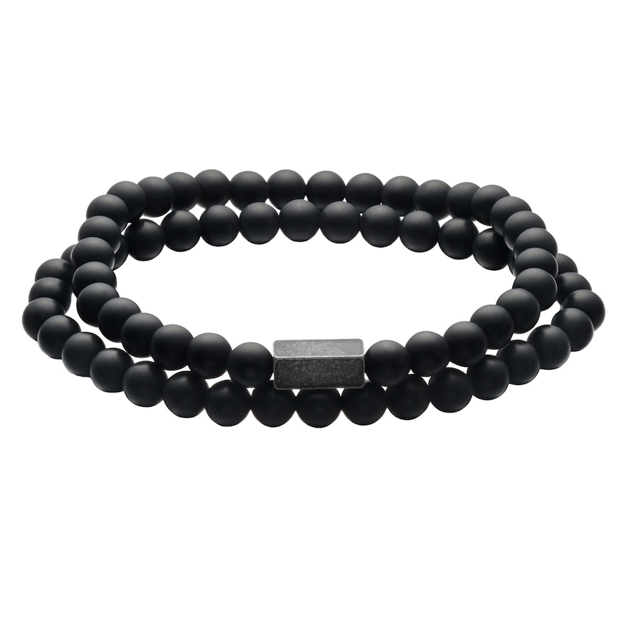 True Rebels Armband aus Edelstahl in Retro mit Achat 19 cm Herren