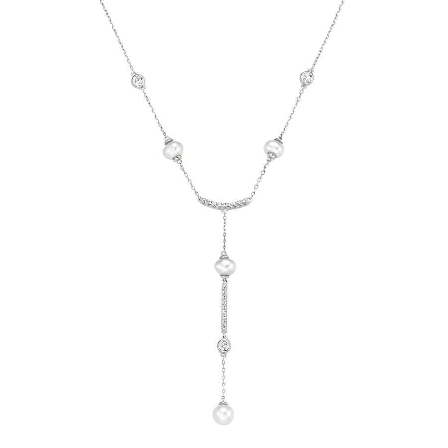 Giorgio Martello Milano Collier mit Süßwasser-Perlen und Zirkonia, Silber 925