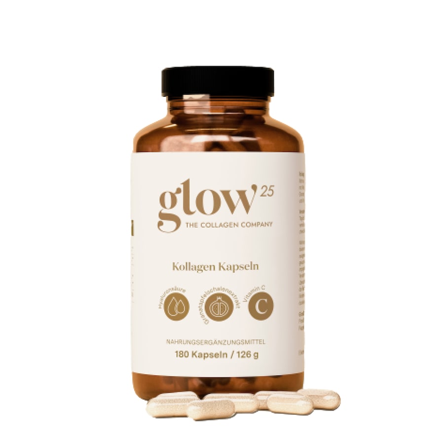 Glow25 Kollagen Kapseln hochdosiert mit Hyaluronsäure und Vitamin C 180 0.35 kg