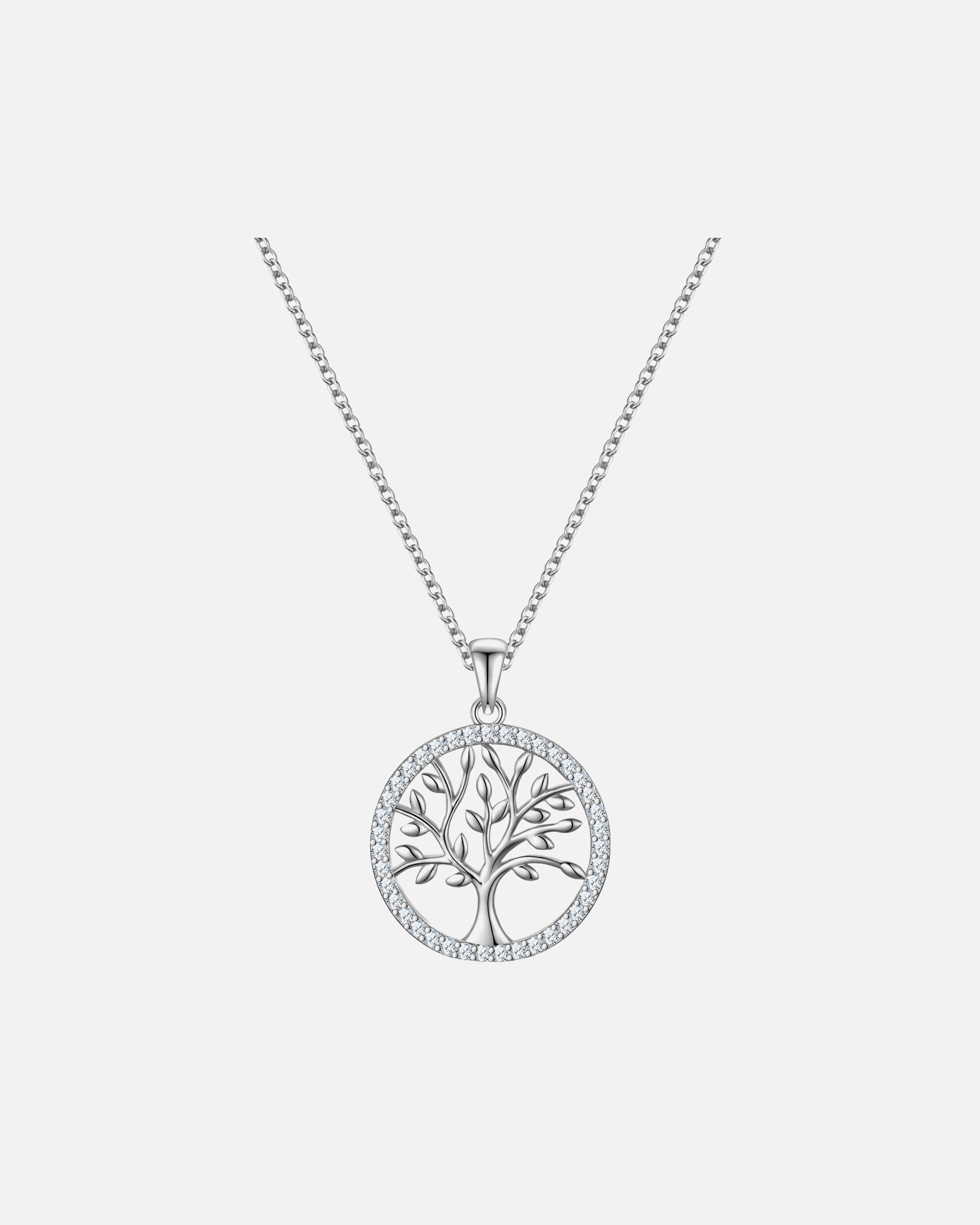 Halskette für Weiblich Rafaela Donata Halskette Lebensbaum aus Sterling Silber in Silber mit Zirkonia 42,0 cm Basiskette + 5,0 cm Verlängerung