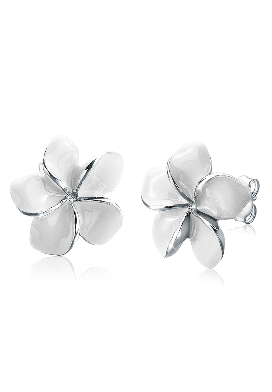 Elli Frangipani Blüte Natur Blume Emaille 925 Silber Weiß Damen