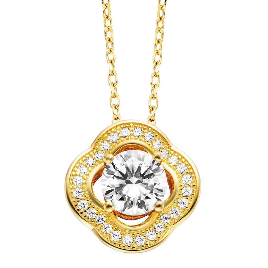 Julie Julsen Anhänger mit Kette 925/- Sterling Silber Zirkonia weiß gelb vergoldet Damen