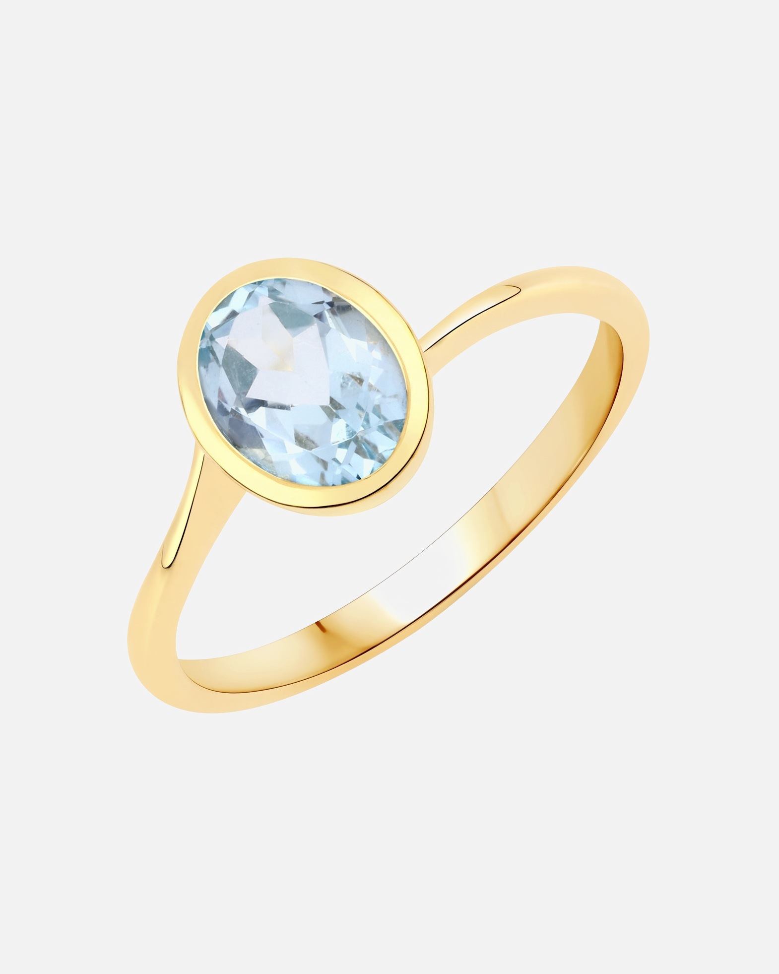 Ring für Weiblich Rafaela Donata Ring Sterling Silber Blautopas in Gelbgold 52