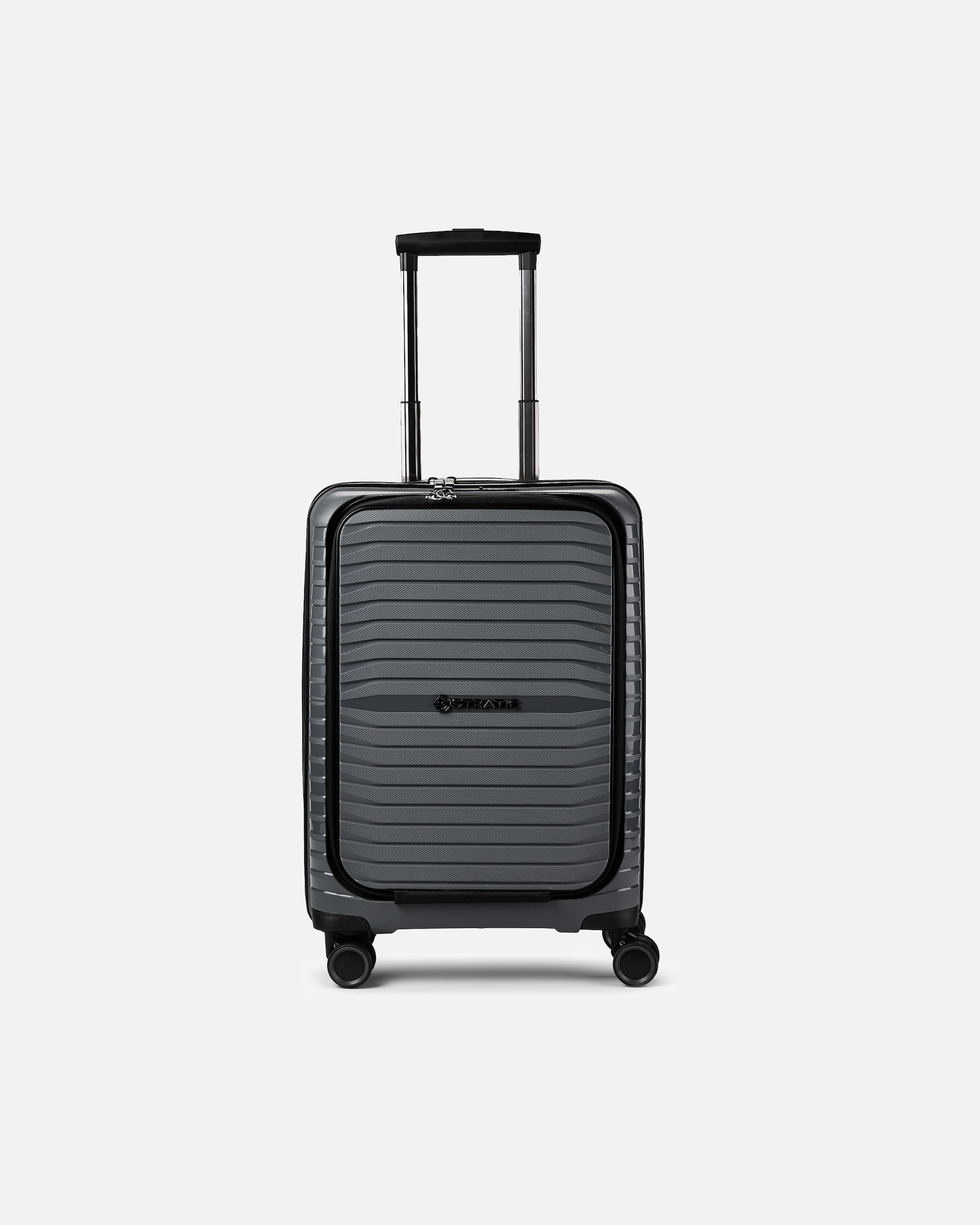 Handgepäckkoffer für Männlich Stratic Bright + 4 Rollen Kabinentrolley 55 cm Laptopfach grey