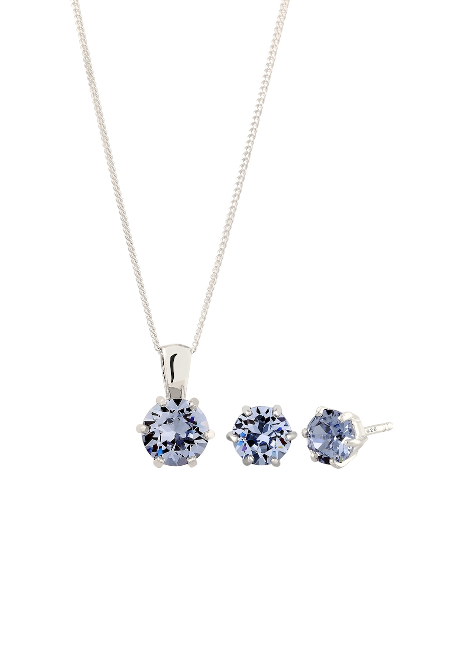 Elli Basic 925 Silber, mit Kristallen von Swarovski Blau Damen