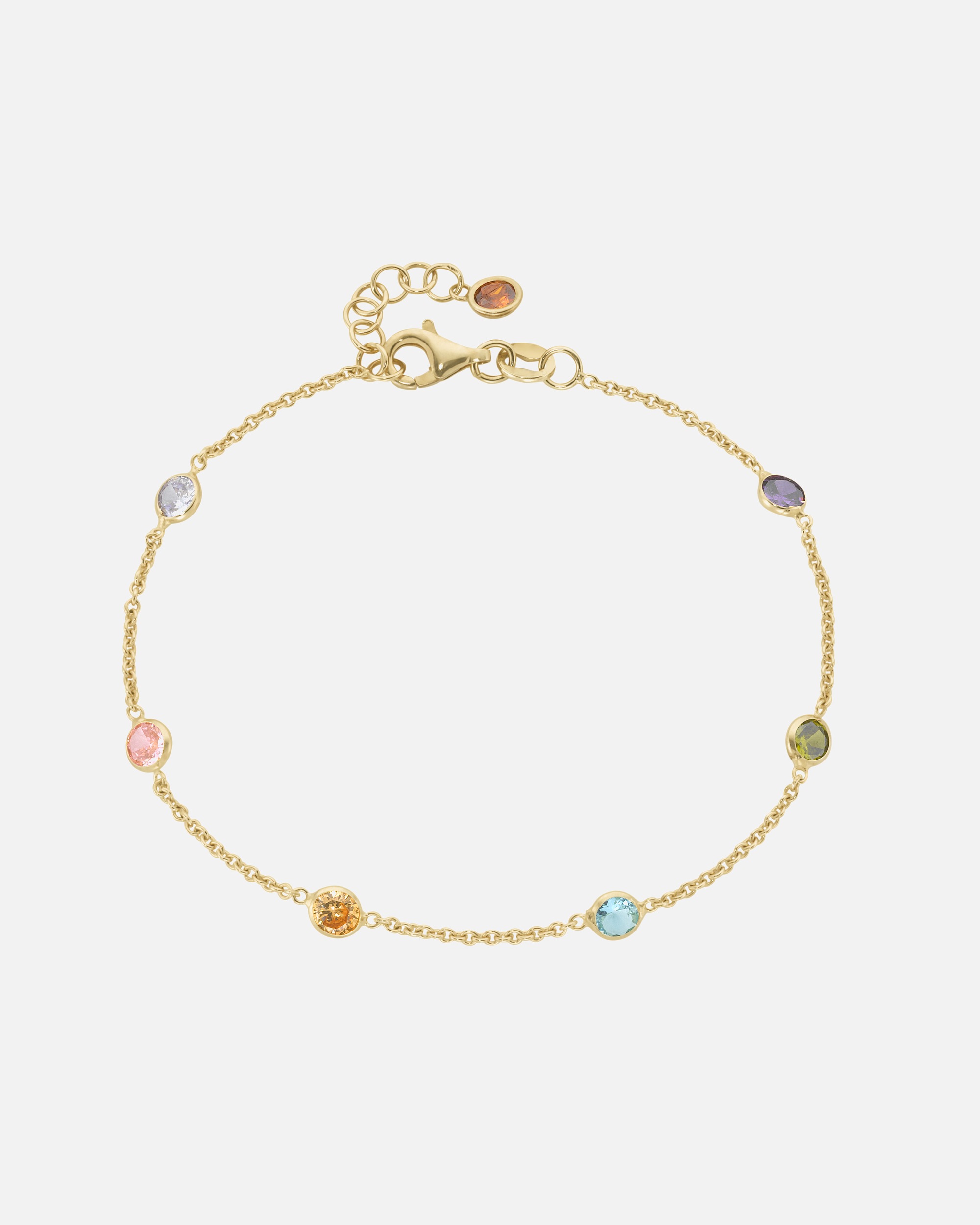 Armband für Unisex Smart Jewel Armband mit farbigen Zirkonia-Steinen, vergoldet, Silber 925 19 cm