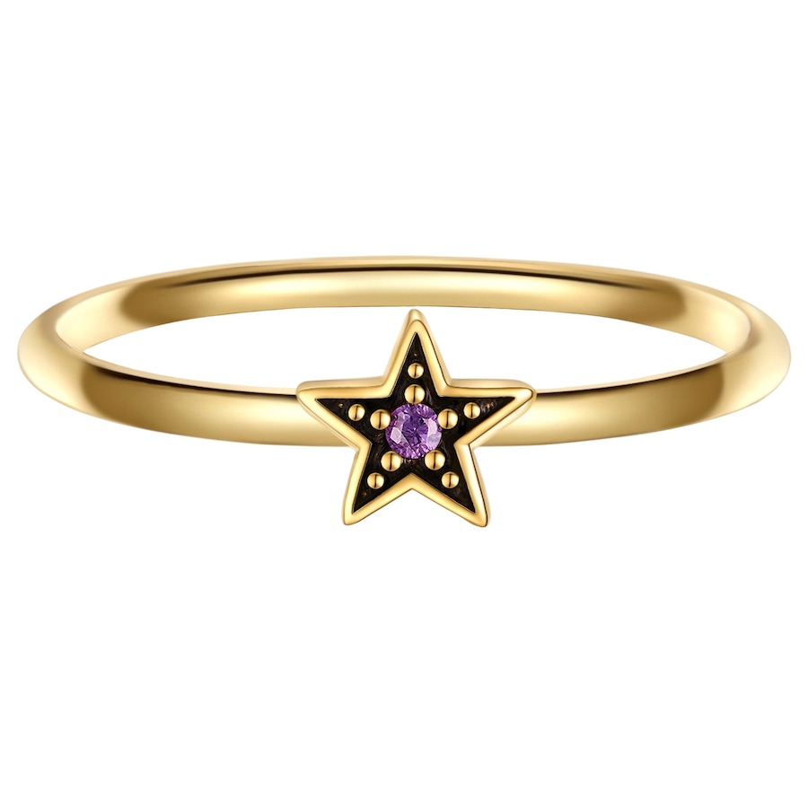Glanzstücke München Ring Stern aus Sterling Silber in Gelbgold mit Zirkonia 50 Damen