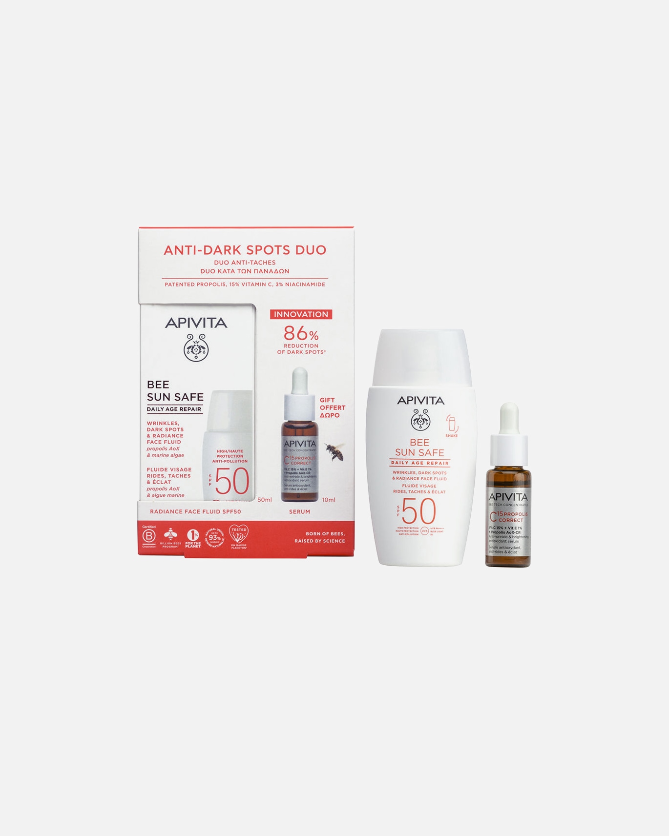 Sonnenpflegeset für Unisex Apivita BEE SUN SAFE TÄGLICHE ANTI-AGING-REPARATUR LSF 50 Etuis 1 Stück