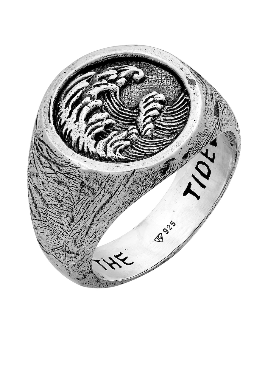 Haze & Glory Siegelring Tide Wellen Motiv 925 Silber 60 Herren