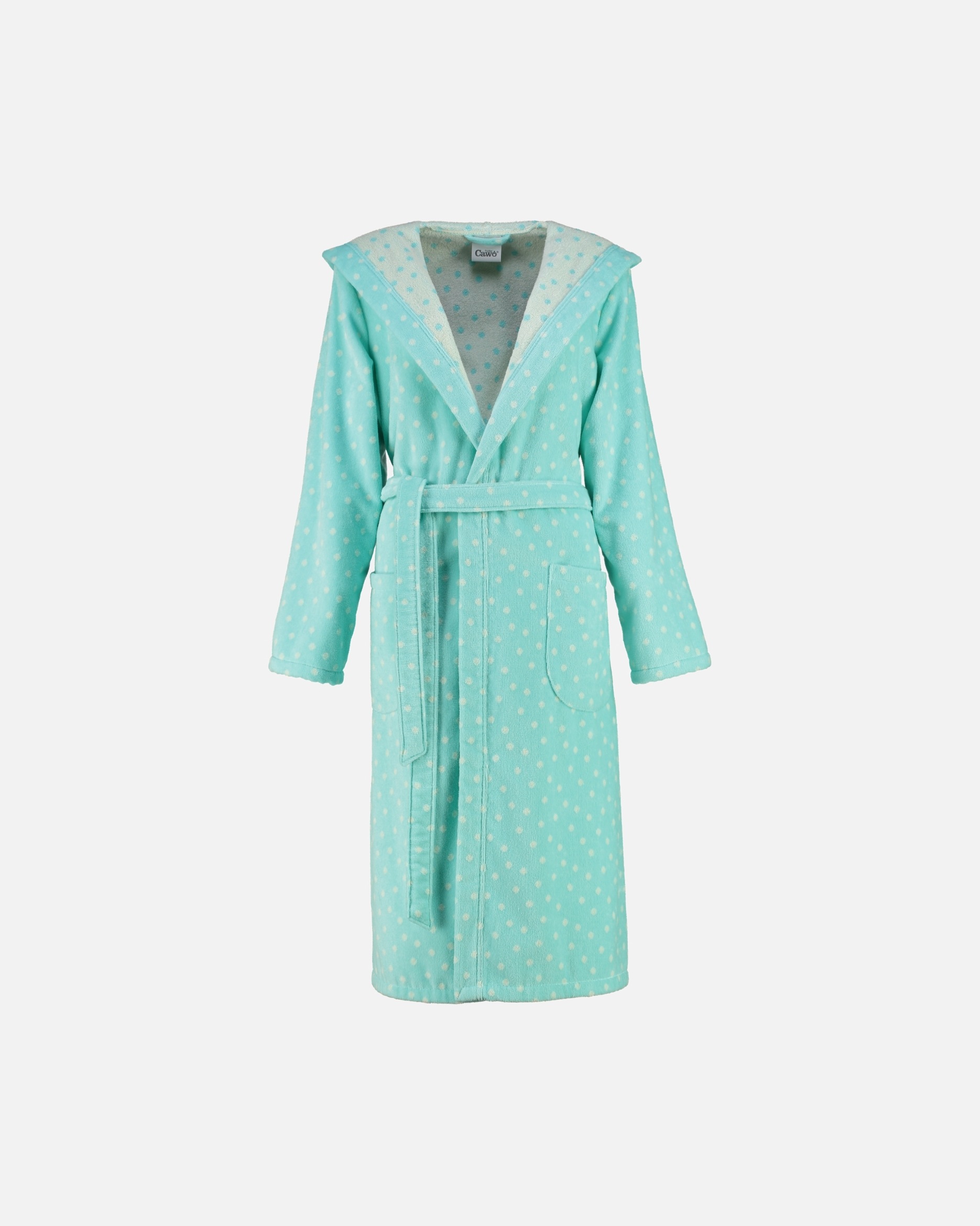 Bademantel für Weiblich Cawö Cawö Bademäntel Damen Kapuze Punkte 5496 mint - 43 XL