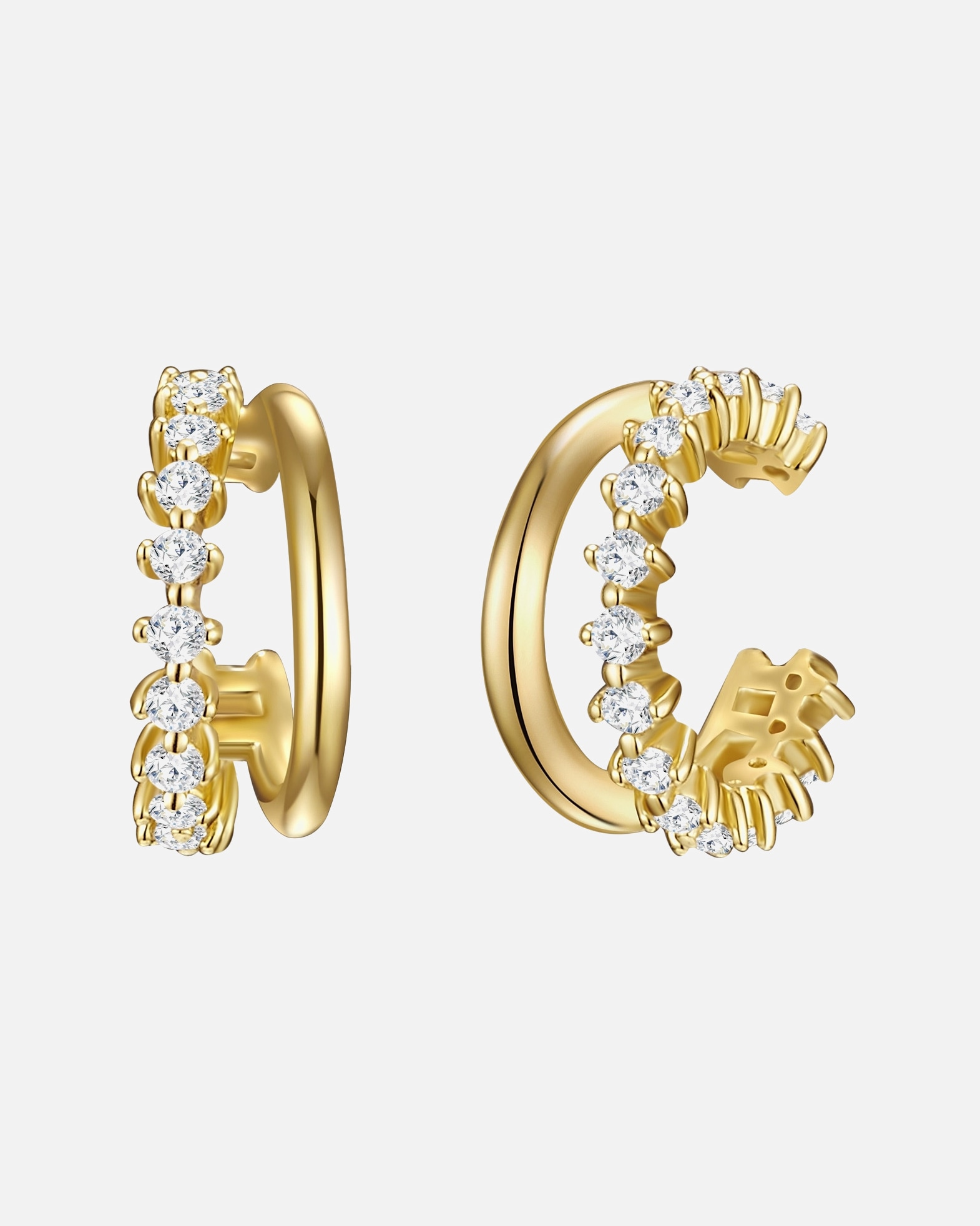 Ohrringe für Weiblich Lulu & Jane Ohrklemmen aus Messing in Gelbgold mit Zirkonia 11,7 mm