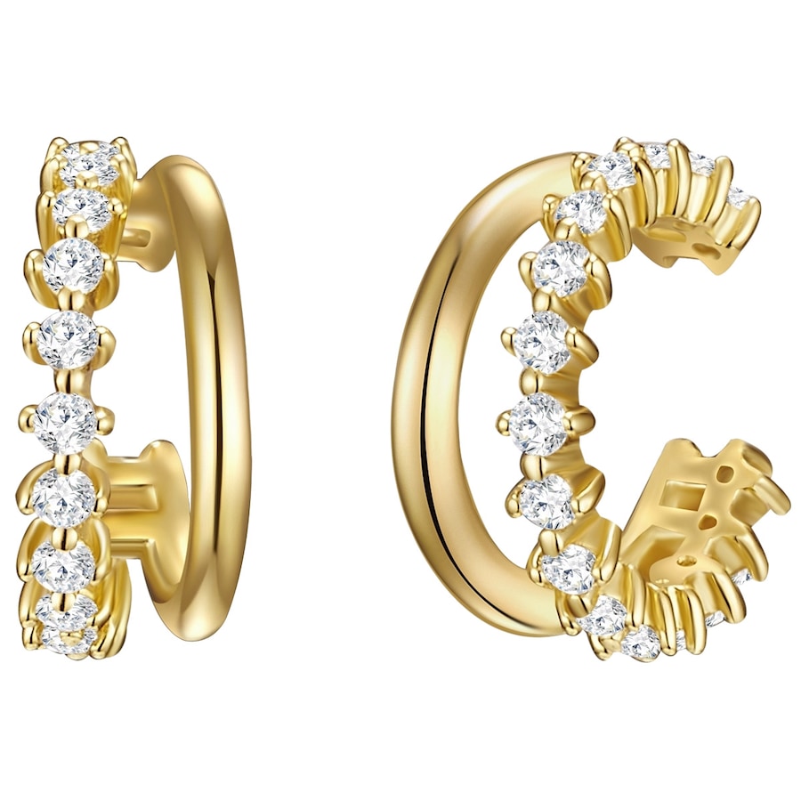 Lulu & Jane Ohrklemmen aus Messing in Gelbgold mit Zirkonia 11,7 mm Damen