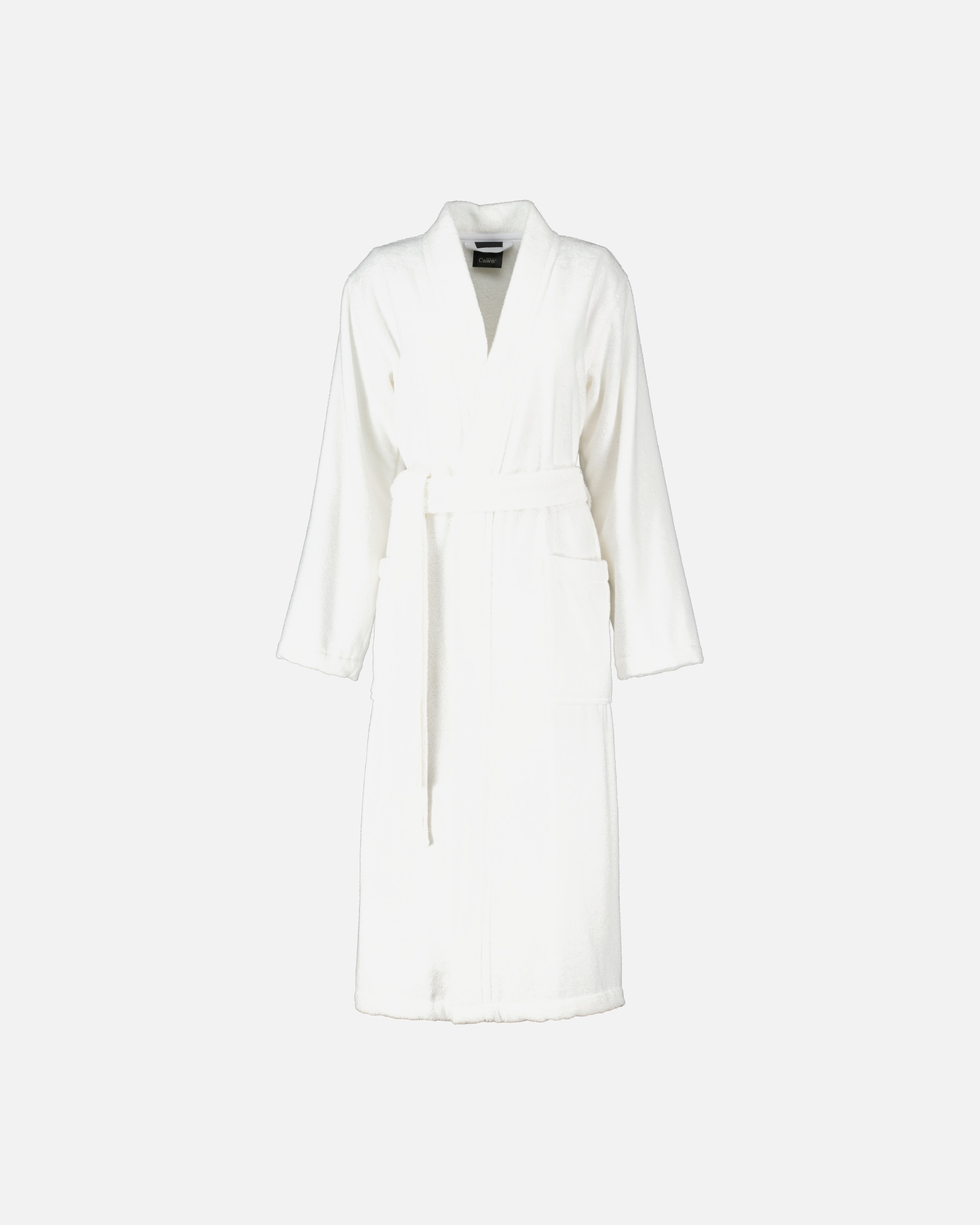 Bademantel für Weiblich Cawö Cawö Bademäntel Damen Kimono Luxury Basics Kimono 826 weiß - 67 L