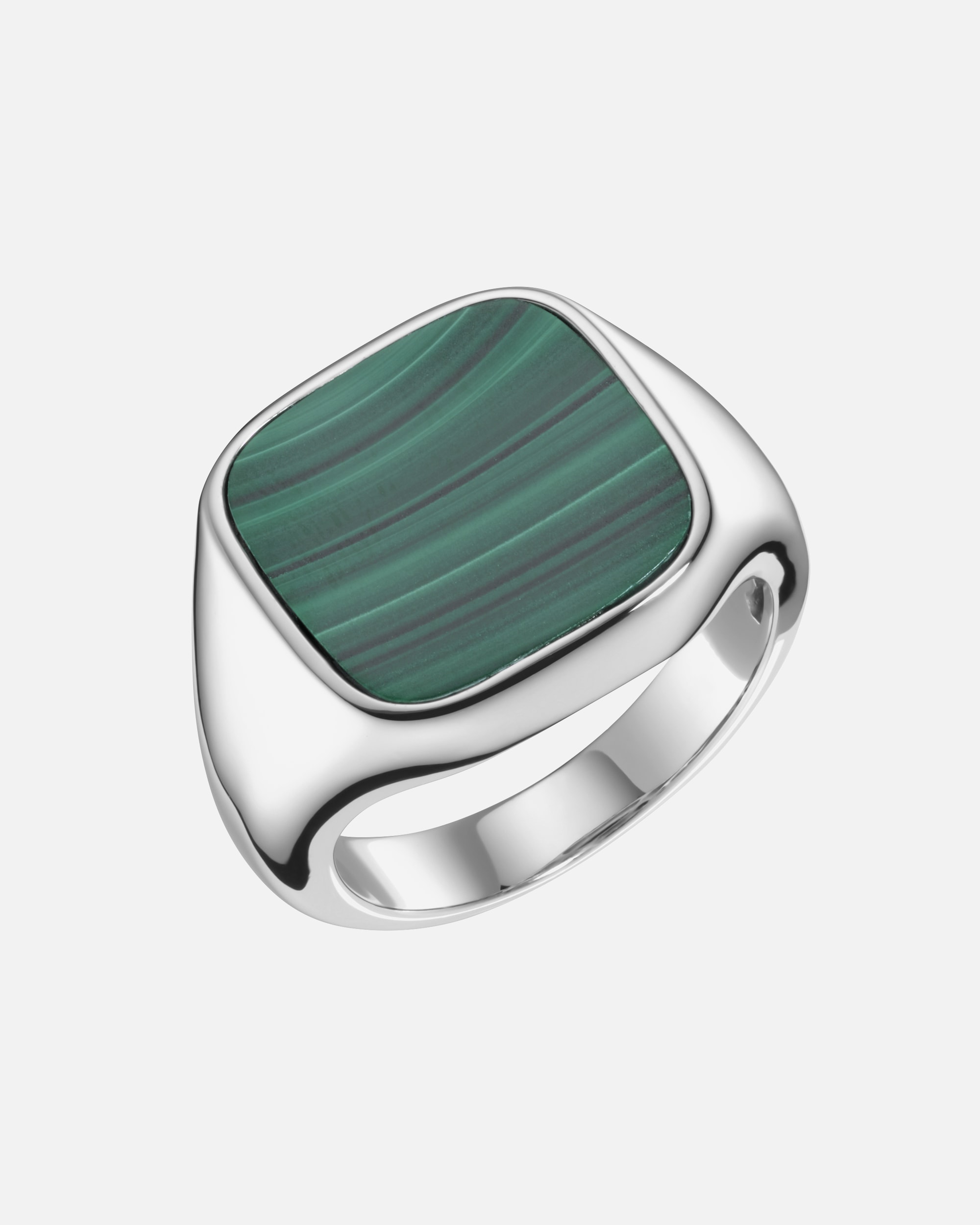 Ring für Unisex Giorgio Martello Milano Ring Siegelring mit Malachit, Silber 925 68