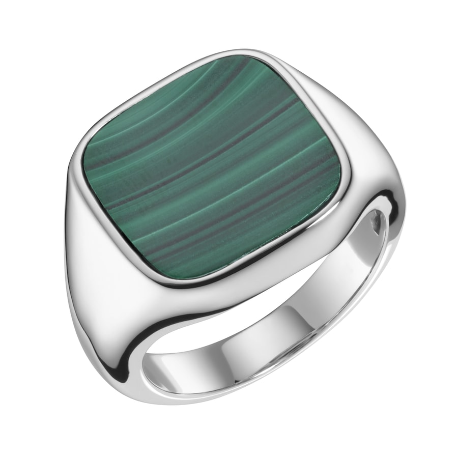 Giorgio Martello Milano Ring Siegelring mit Malachit, Silber 925 66 Grün