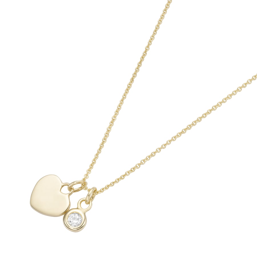 Luigi Merano Kette 2 Anhänger, Herz und Zirkonia, Gold 375 45 cm Damen