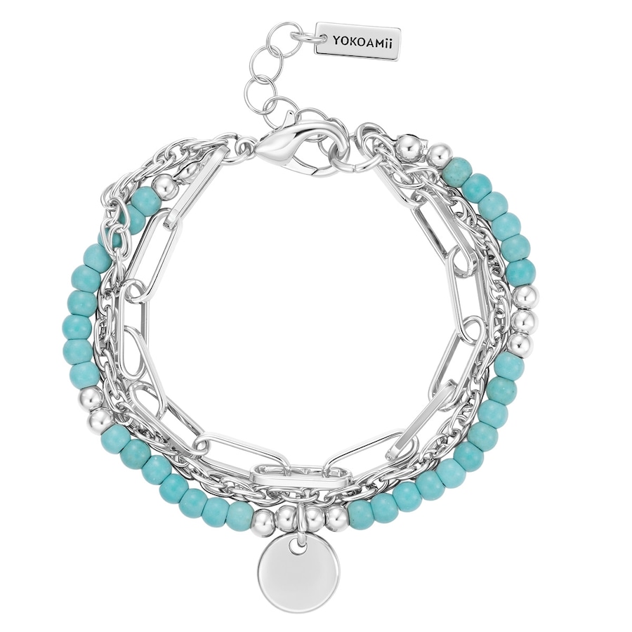 Yokoamii Armband aus Metall-Legierung in silber mit Naturstein 18,0 cm Basislänge + 3,0 Verlängerung Damen