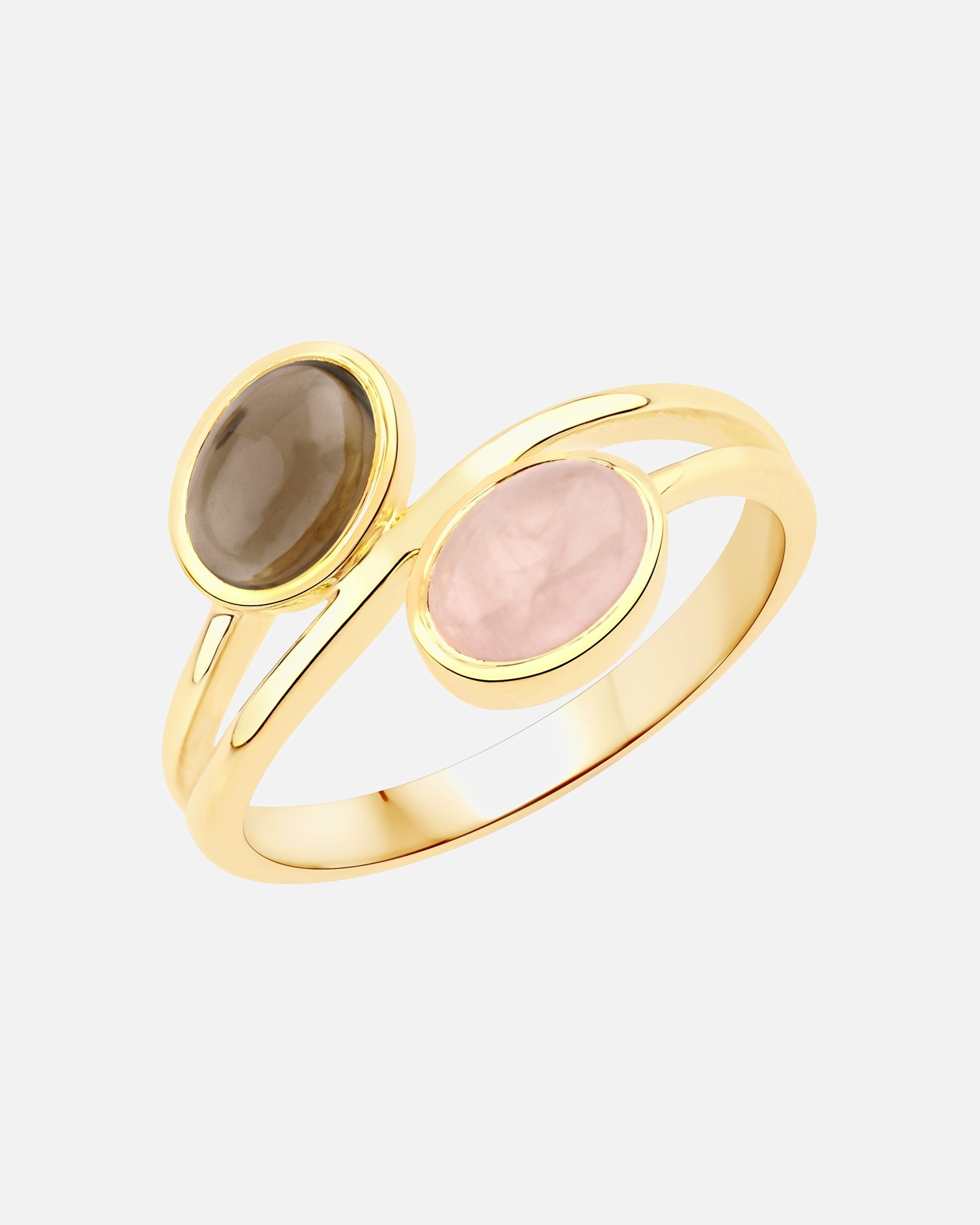 Ring für Weiblich Rafaela Donata Ring Sterling Silber Rosenquarz in Gelbgold 50