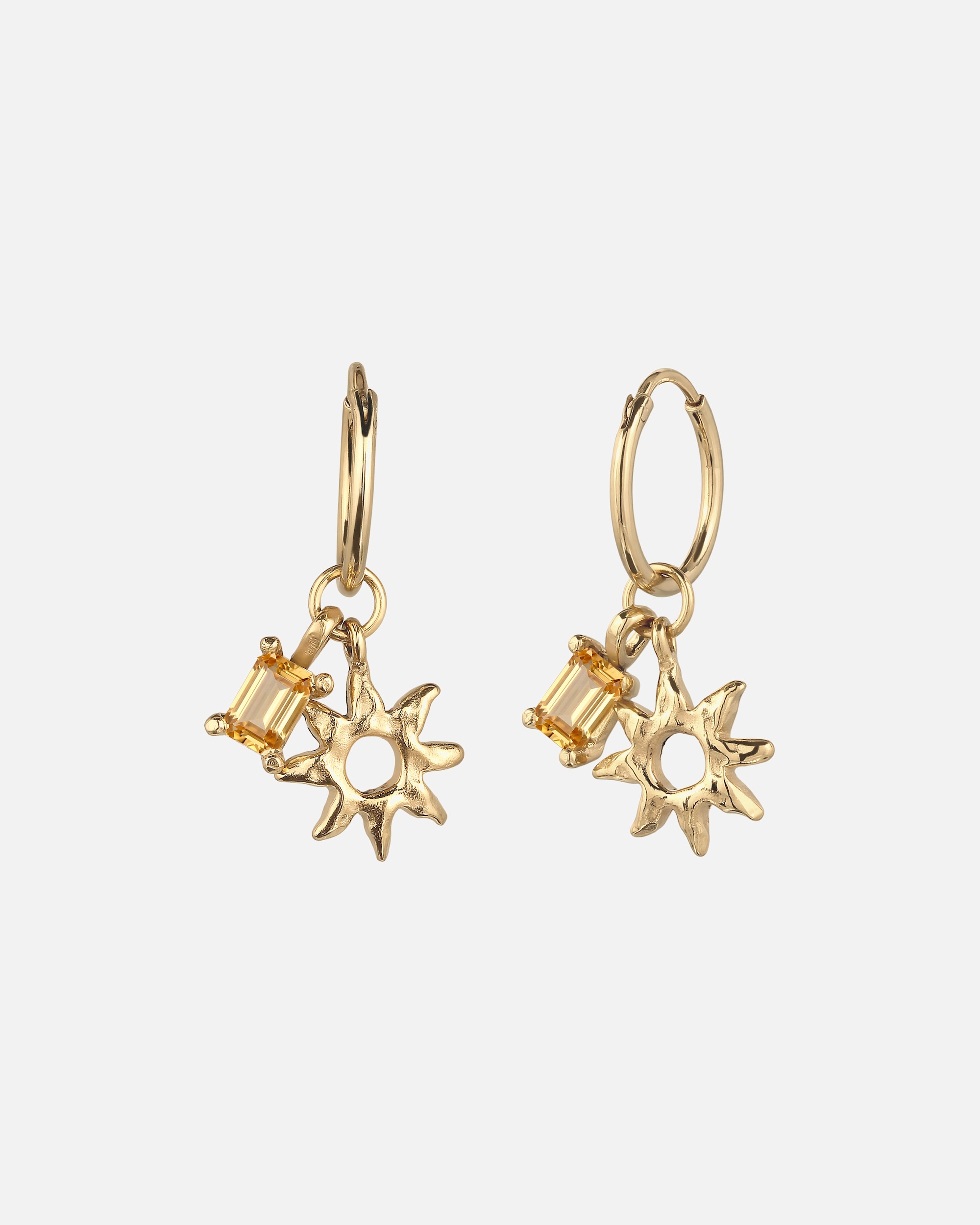 Ohrringe für Weiblich Elli Creole mit Citrin Sonne Gelb 925 Sterling Silber goldfarben