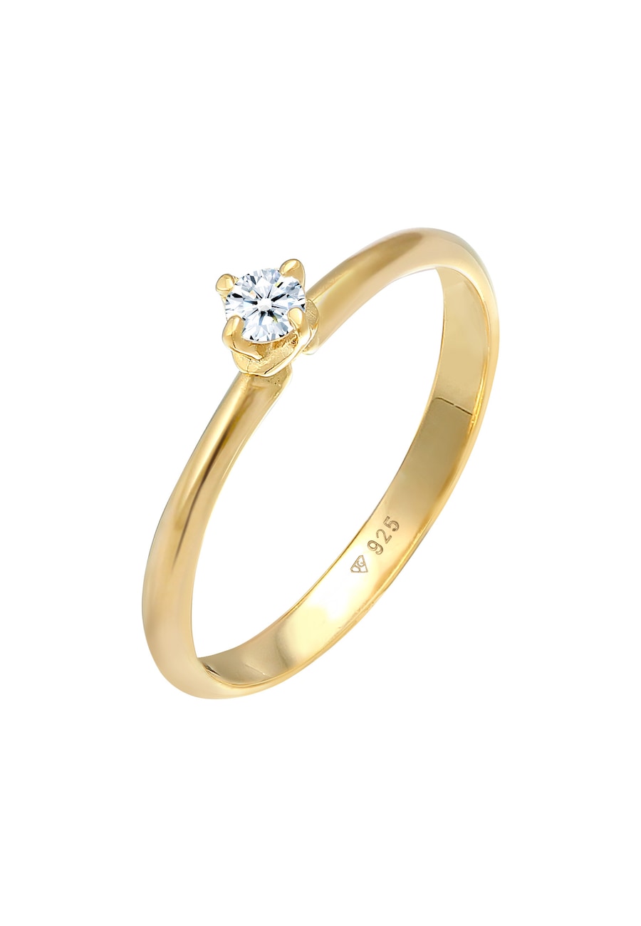 Elli DIAMONDS Ring Solitär Diamant (0.11 ct.) Klassik 925 Silber 56 Damen