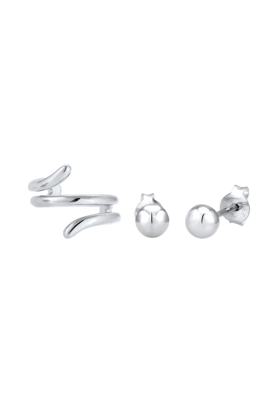 Elli Set Stecker Earcuff Geo Basic Minimal 925 Silber silberfarben Damen