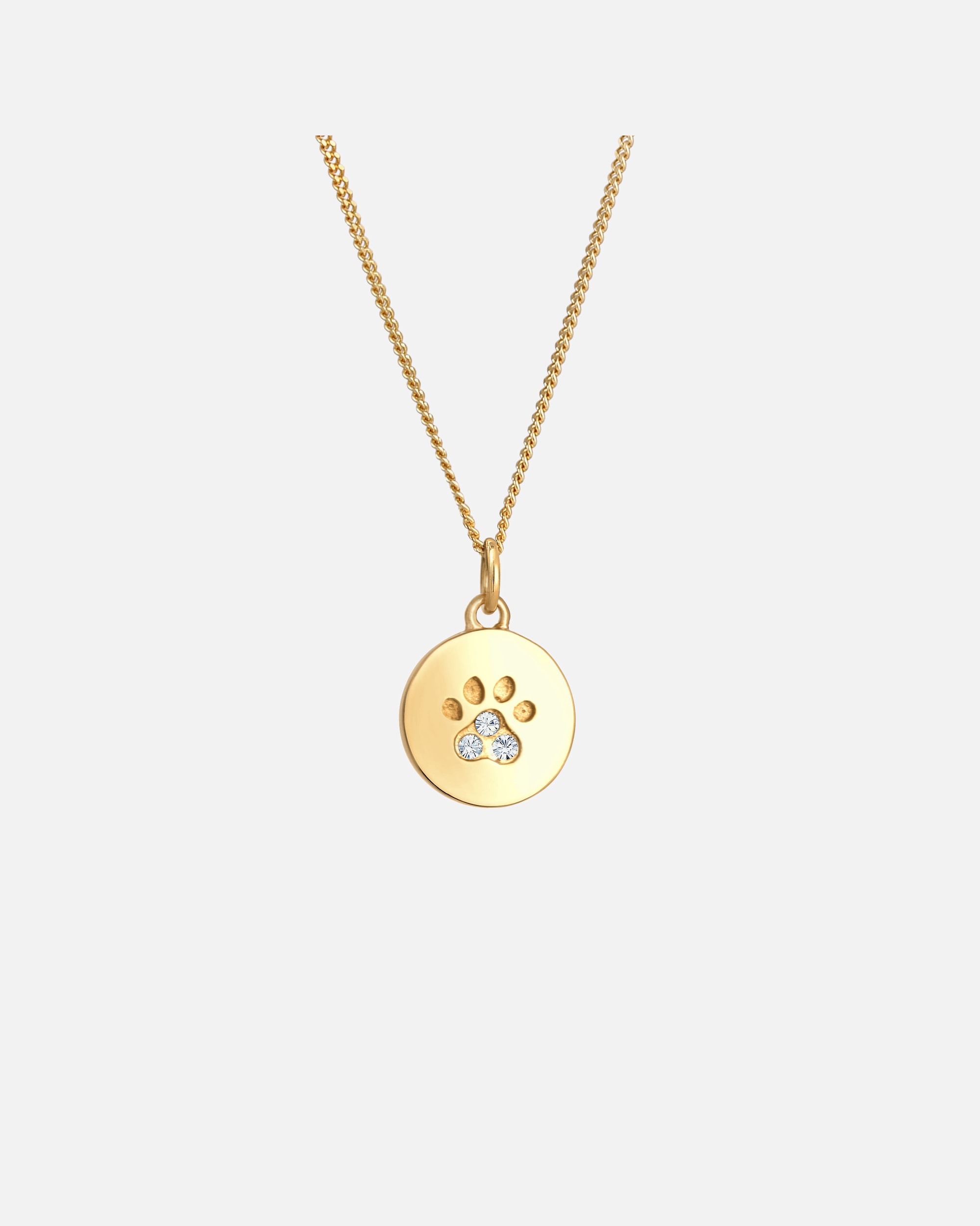 Halskette für Weiblich Elli Pfote Hund Katze 925 Silber, mit Kristallen von Swarovski® goldfarben