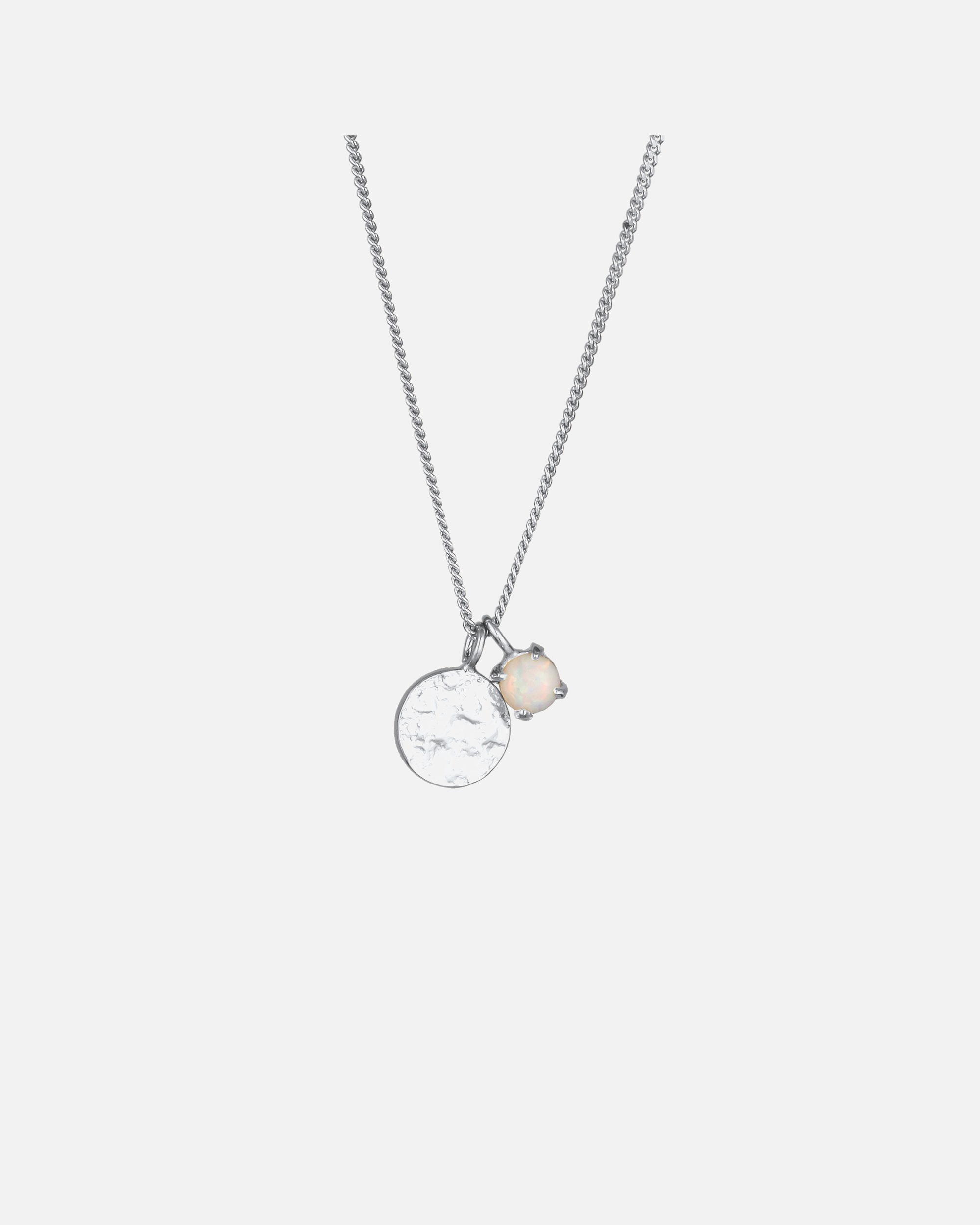 Halskette für Weiblich Elli Plättchen Synthetischer Opal Weiß 925 Sterling Silber silberfarben