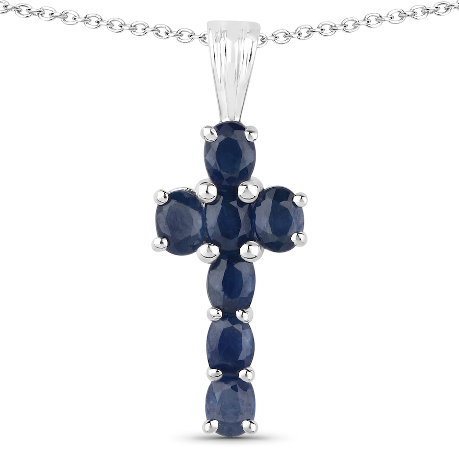 Vira Jewels Anhänger mit Kette 925/- Sterling Silber Saphir blau 1,4 ct. 45cm Damen