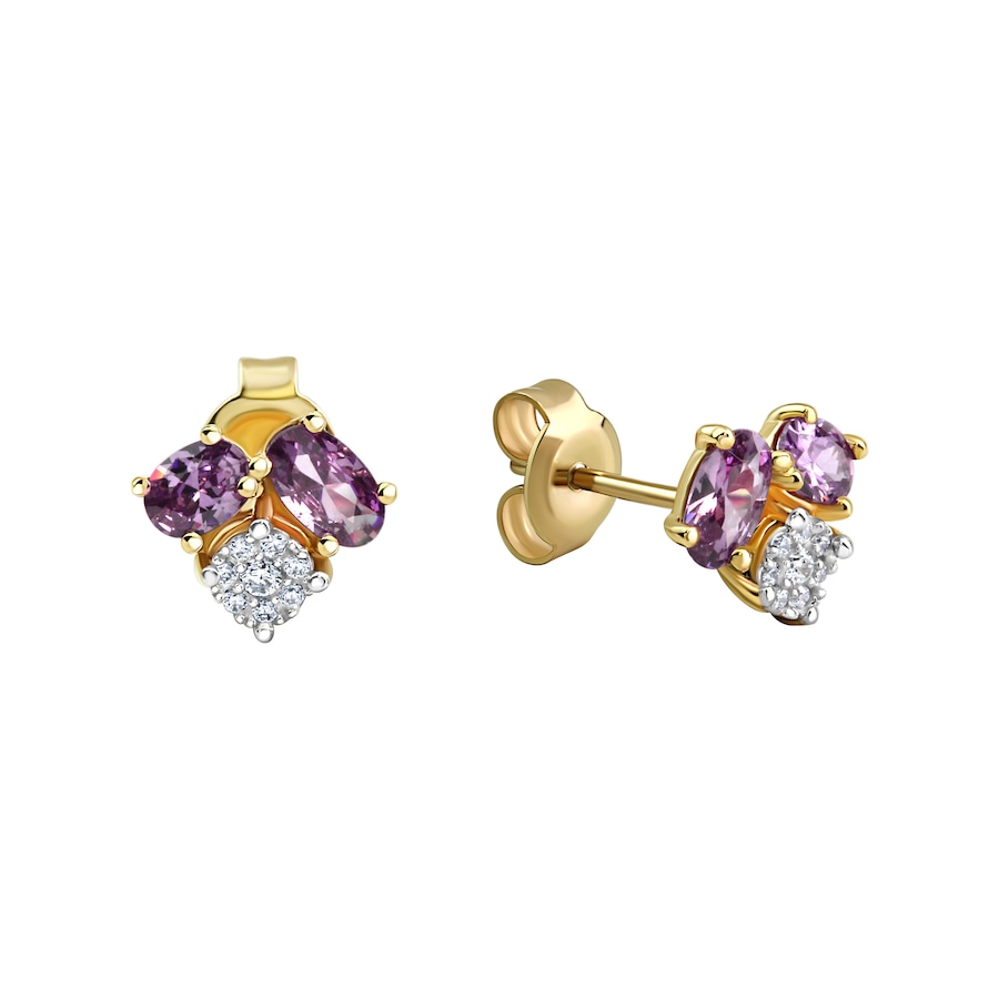 Fascination by Ellen K. Ohrringe 375/- Gold Amethyst lila gelb vergoldet Damen