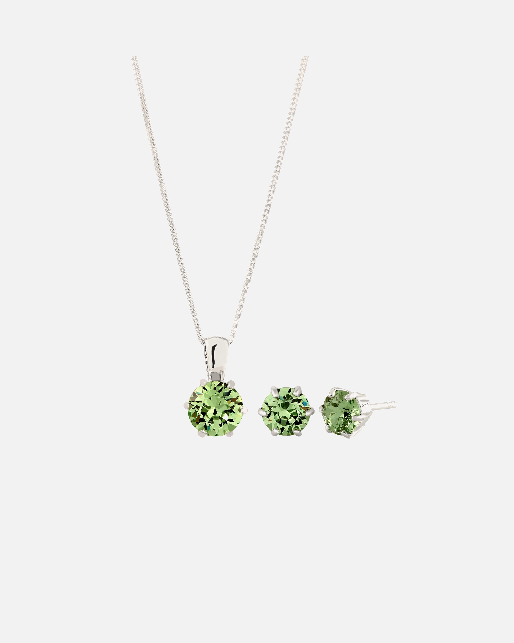 Schmuckset für Weiblich Elli Basic 925 Silber, mit Kristallen von Swarovski® Grün