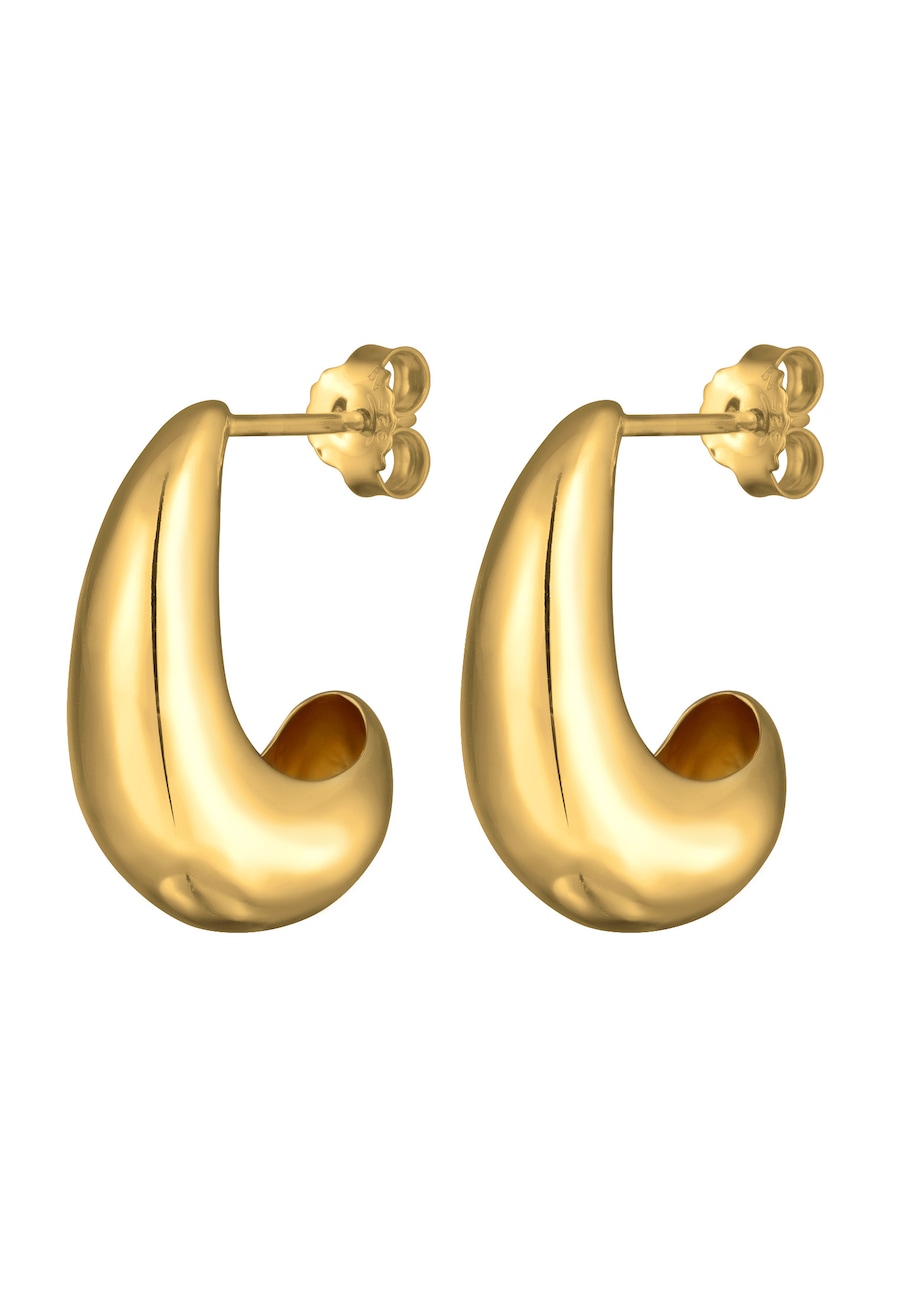 Elli Halbcreolen Tropfen Ohrstecker Damen 925 Silber goldfarben