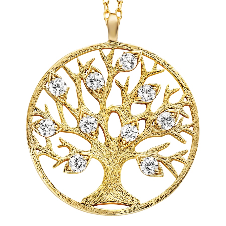 Julie Julsen Anhänger mit Kette 925/- Sterling Silber Zirkonia weiß gelb vergoldet Weiss Damen