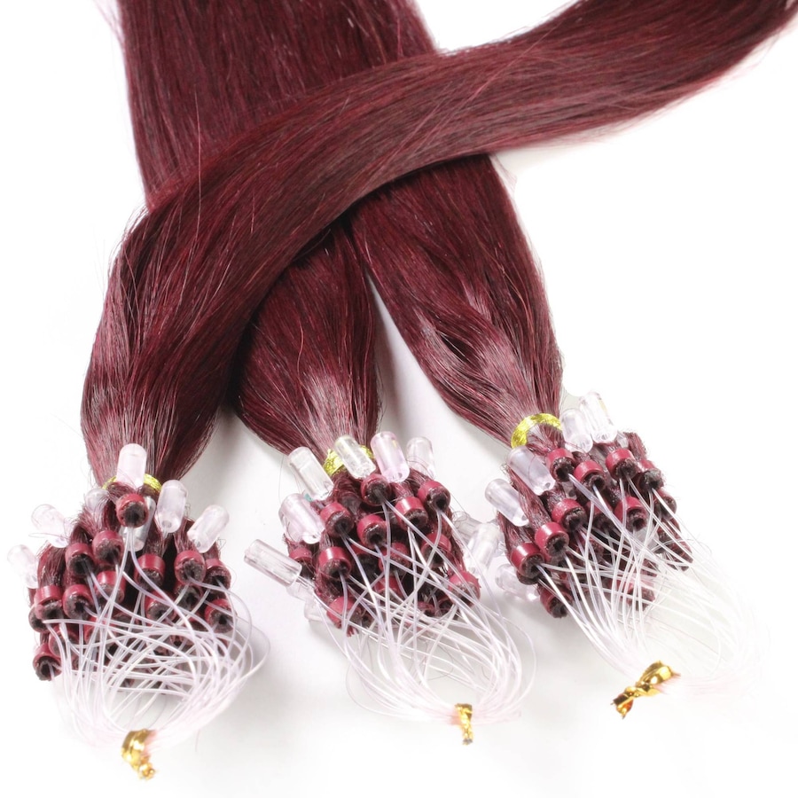 hair2heart Microring Extensions Echthaar #55/66 Hellbraun Intensiv Violett-Intensiv 1g 40cm Schwarz Damen
