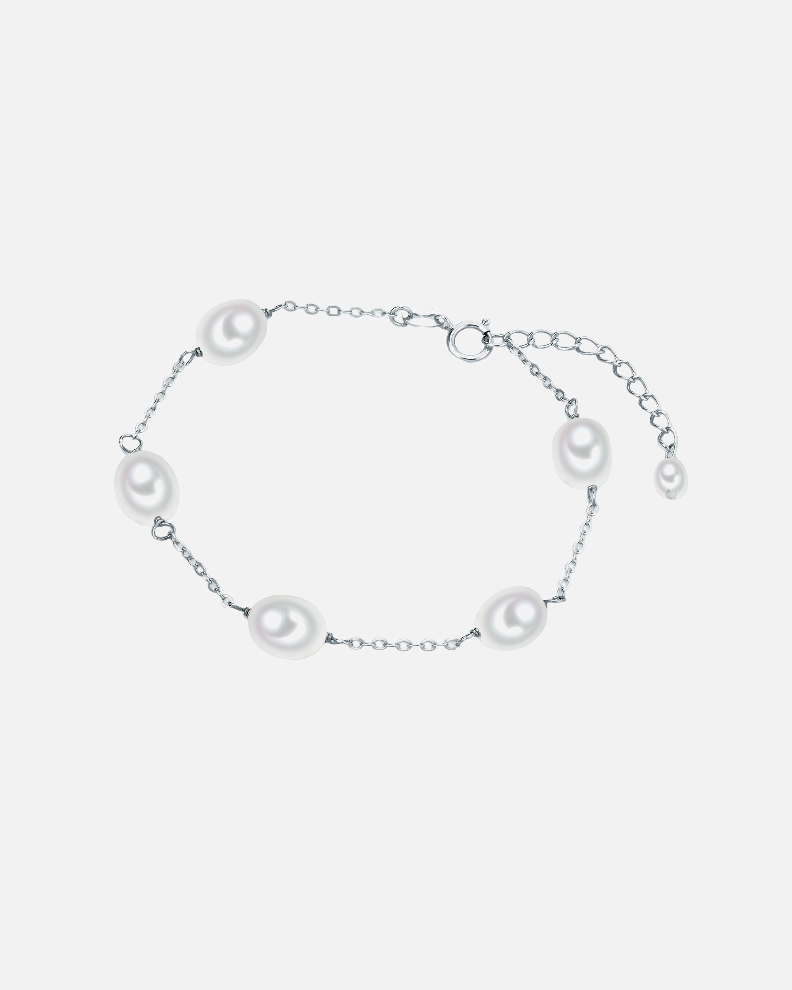 Armband für Weiblich Valero Pearls Perlen-Armband Sterling Silber Süßwasser-Zuchtperle in Silber 17,0 cm Basislänge + 3,0 cm Verlängerung