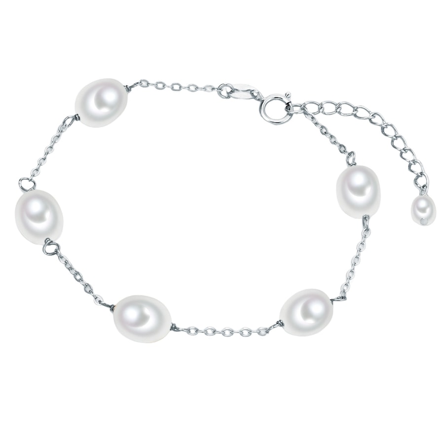 Valero Pearls Perlen-Armband Sterling Silber Süßwasser-Zuchtperle in 17,0 cm Basislänge + 3,0 Verlängerung Damen