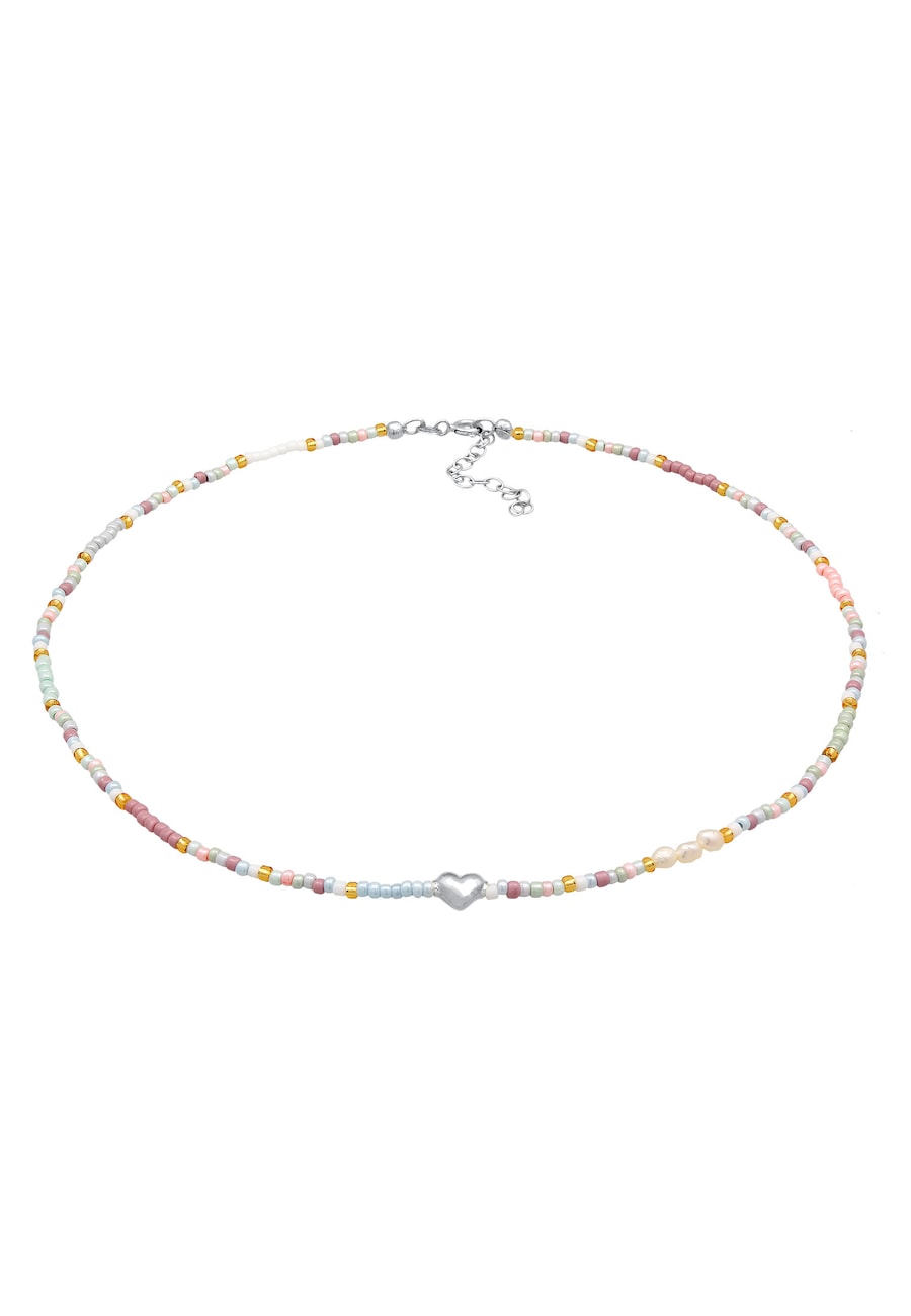 Elli Choker Herz Glas Beads Sommer Style 925 Silber silberfarben Damen