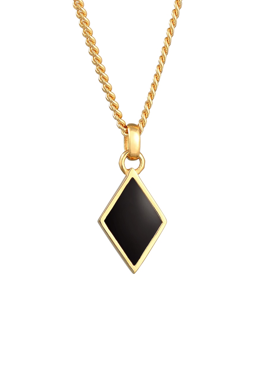 KUZZOI Raute Emaille Geo Style 925 Silber goldfarben Herren