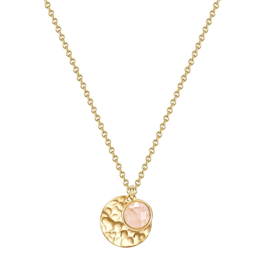 Glanzstücke München Halskette Kreis Sterling Silber Rosenquarz in Gelbgold 40,0 cm Basiskette + 5,0 Verlängerung Damen