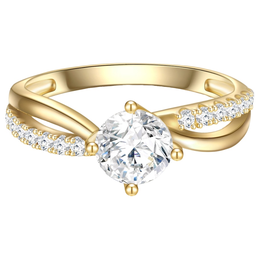 Trilani Ring aus Sterling Silber in gelbgold mit Zirkonia 50 Damen