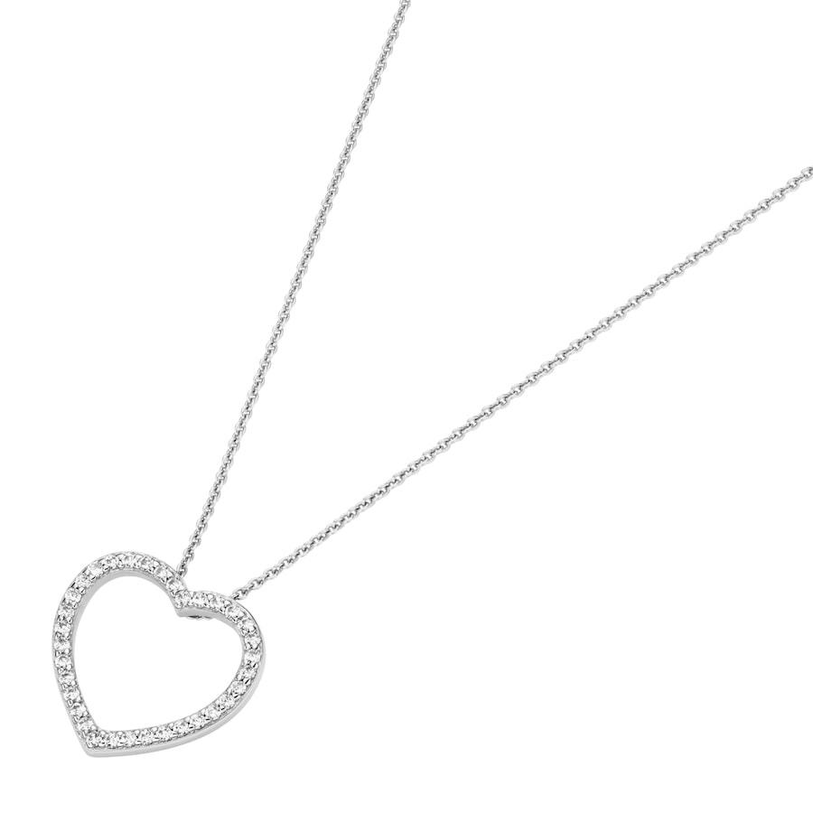 Giorgio Martello Milano Kette Herz mit Zirkonia, Silber 925 45 cm Weiss Damen