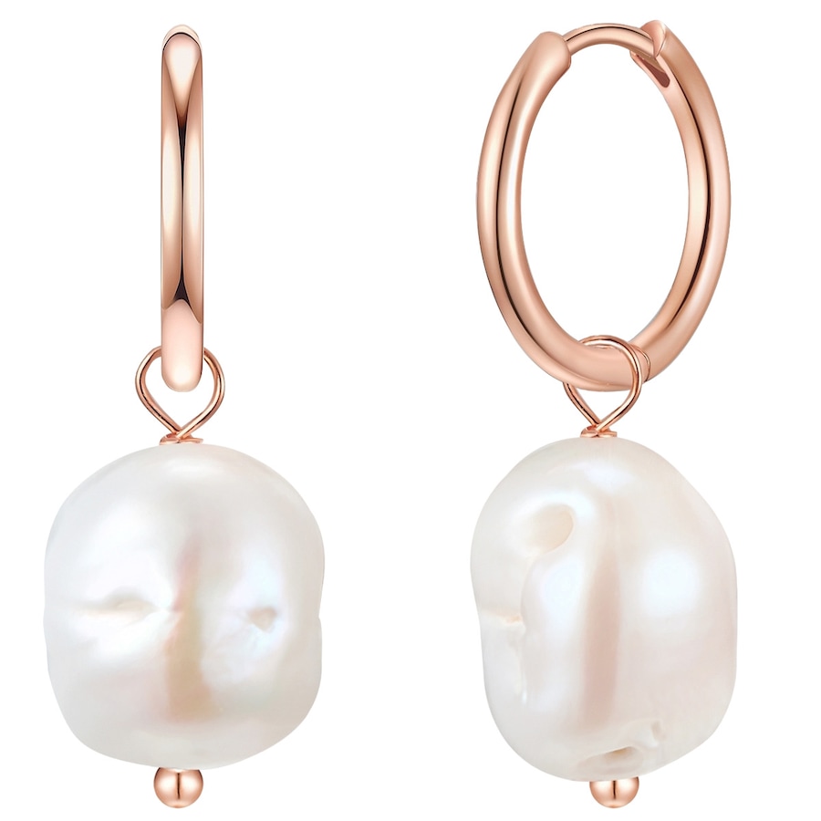 Glanzstücke München Creolen Sterling Silber Süßwasser-Zuchtperle in Roségold 32,6 mm Damen