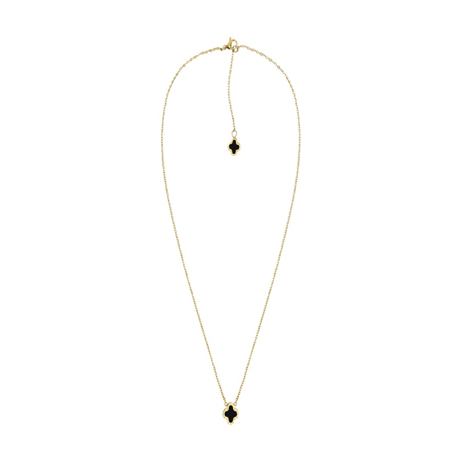 Lenoites Kette Mit Anhänger 'Four-leaf Clover Mini' gold black Damen