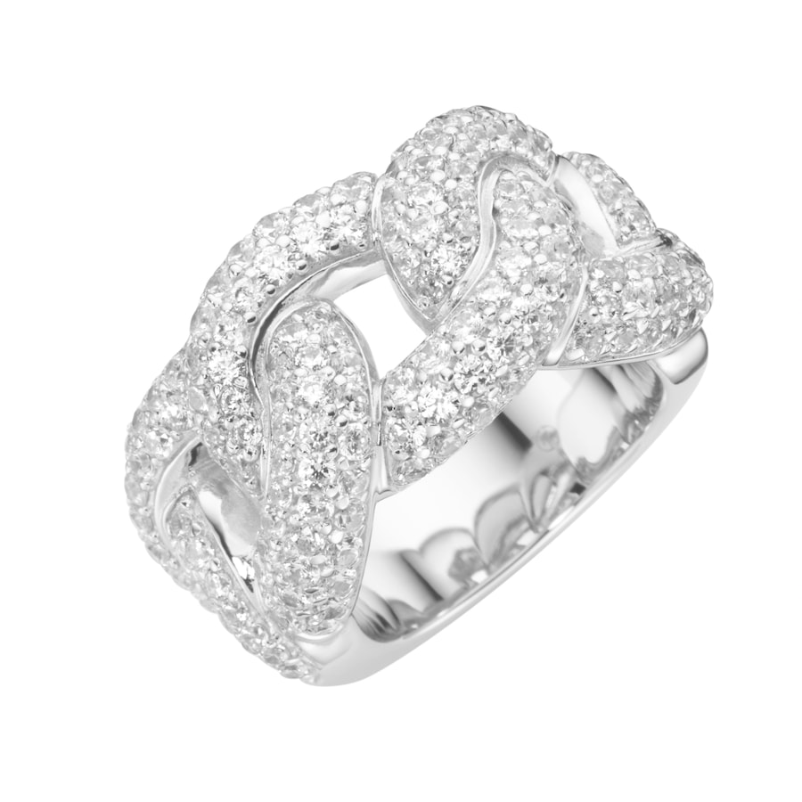 Giorgio Martello Milano Ring in Panzerketten-Optik, mit Zirkonia, Silber 925 52 Damen