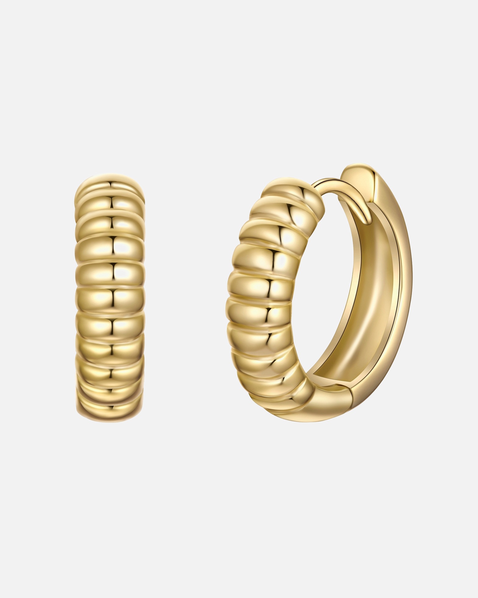 Creolen für Weiblich Rafaela Donata Ring Feder aus Sterling Silber in Gelbgold 15,1 mm