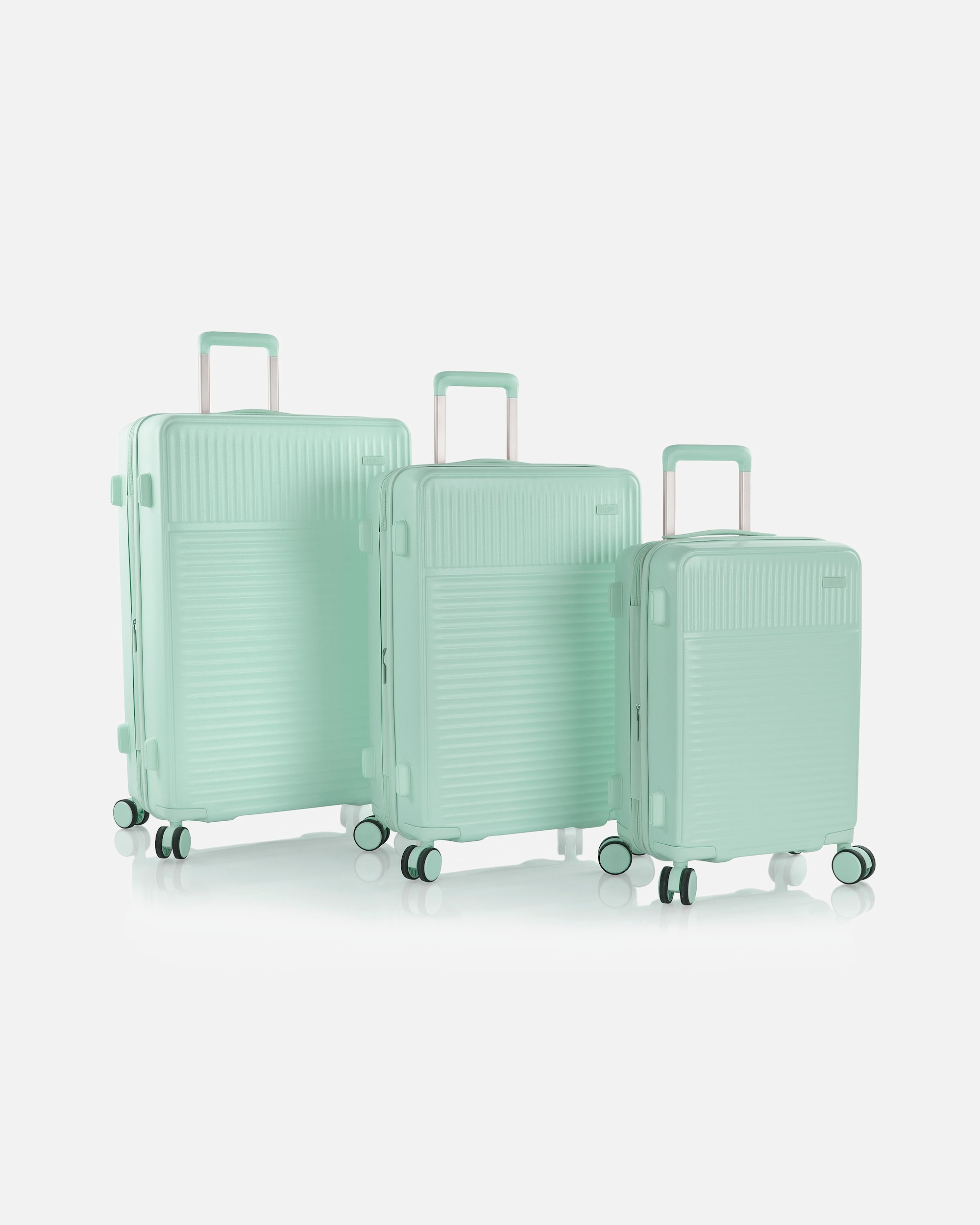 Koffer für Männlich Heys Pastel 4 Rollen Kofferset 3-teilig mit Dehnfalte mint