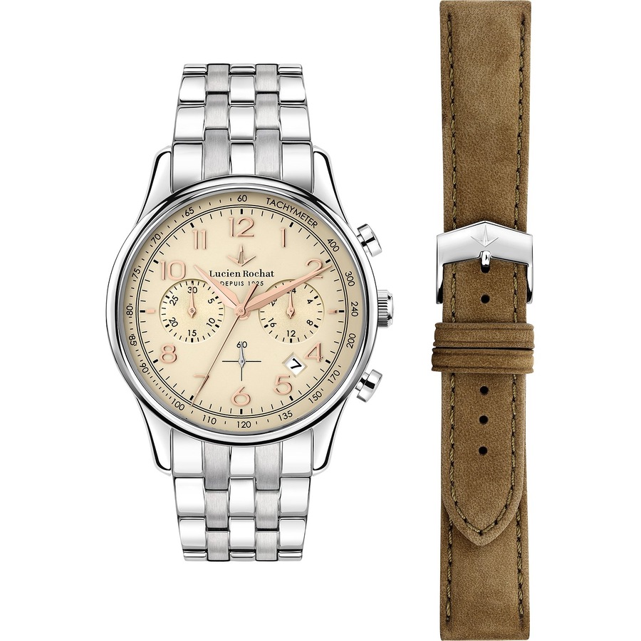 Lucien Rochat Uhren-Set inkl. Wechselarmband Edelstahl gelb, silber Herren