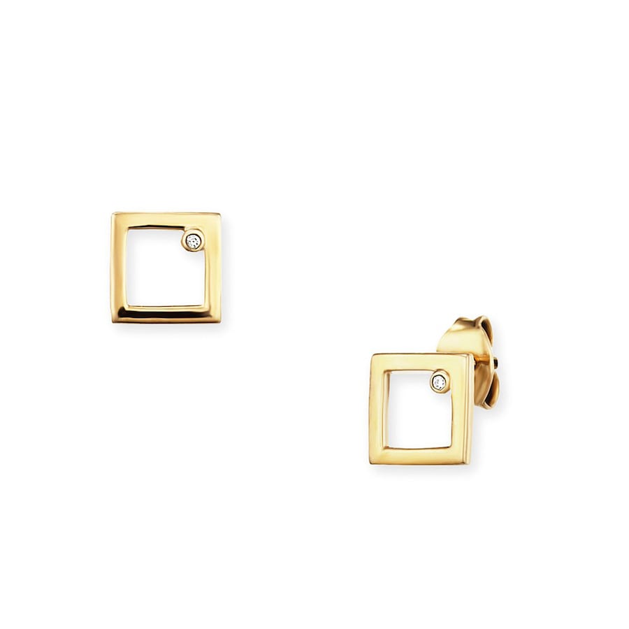 caï Ohrstecker 925/- Sterling Silber Zirkonia weiß gelb vergoldet Damen